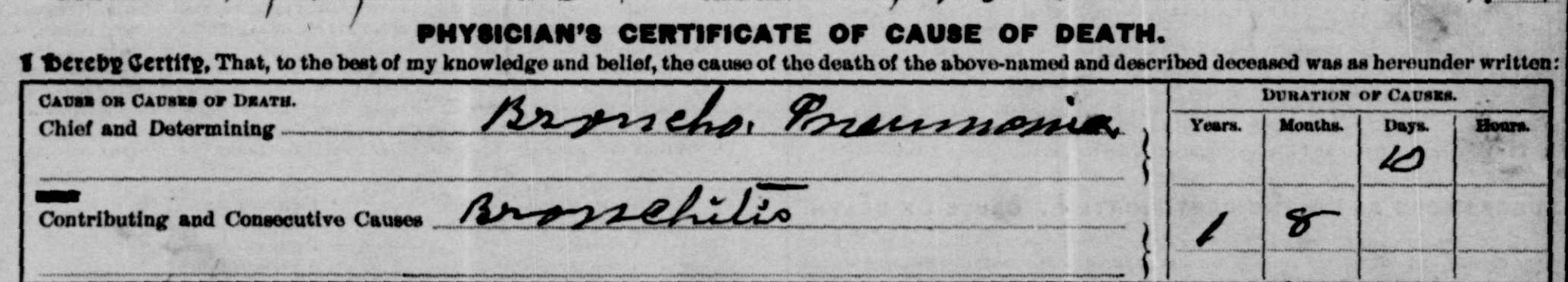 A snippet of Frank's death record.